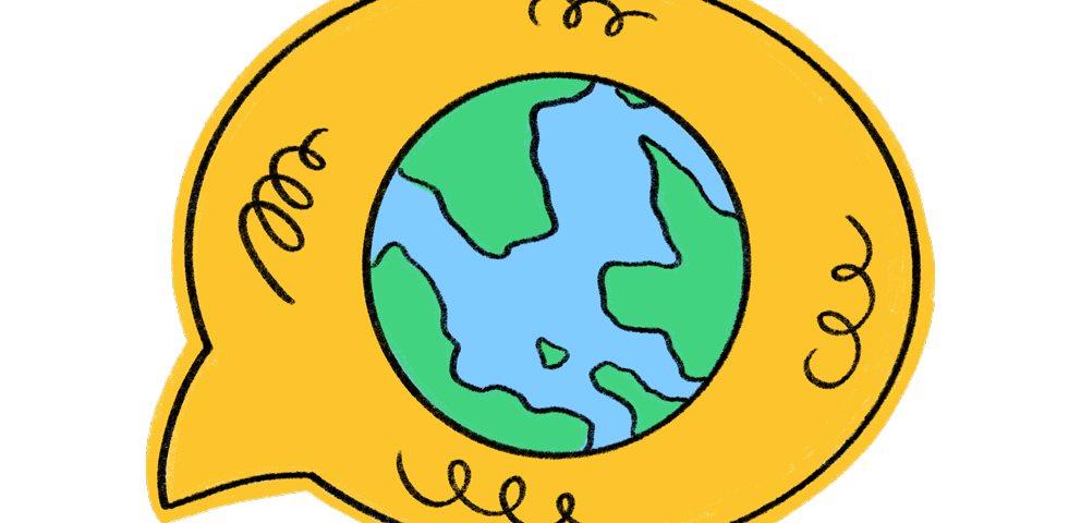 Illustration of a speech bubble containing Earth