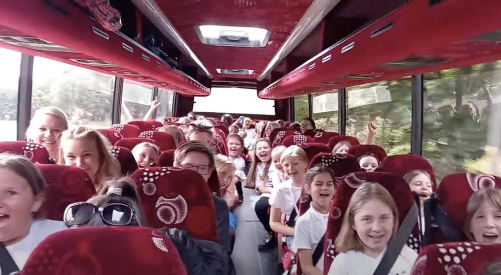 Wistaston Academy pupils on the bus to Festival Manchester
