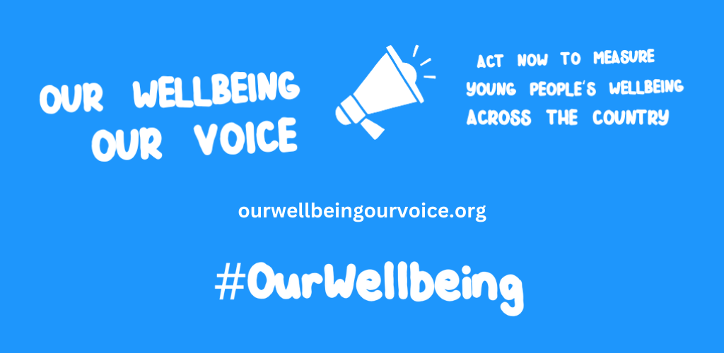 Text on image reads 'Our wellbeing our voice'